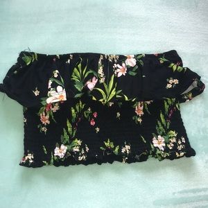 Floral tube top with a ruffle trim (never worn)